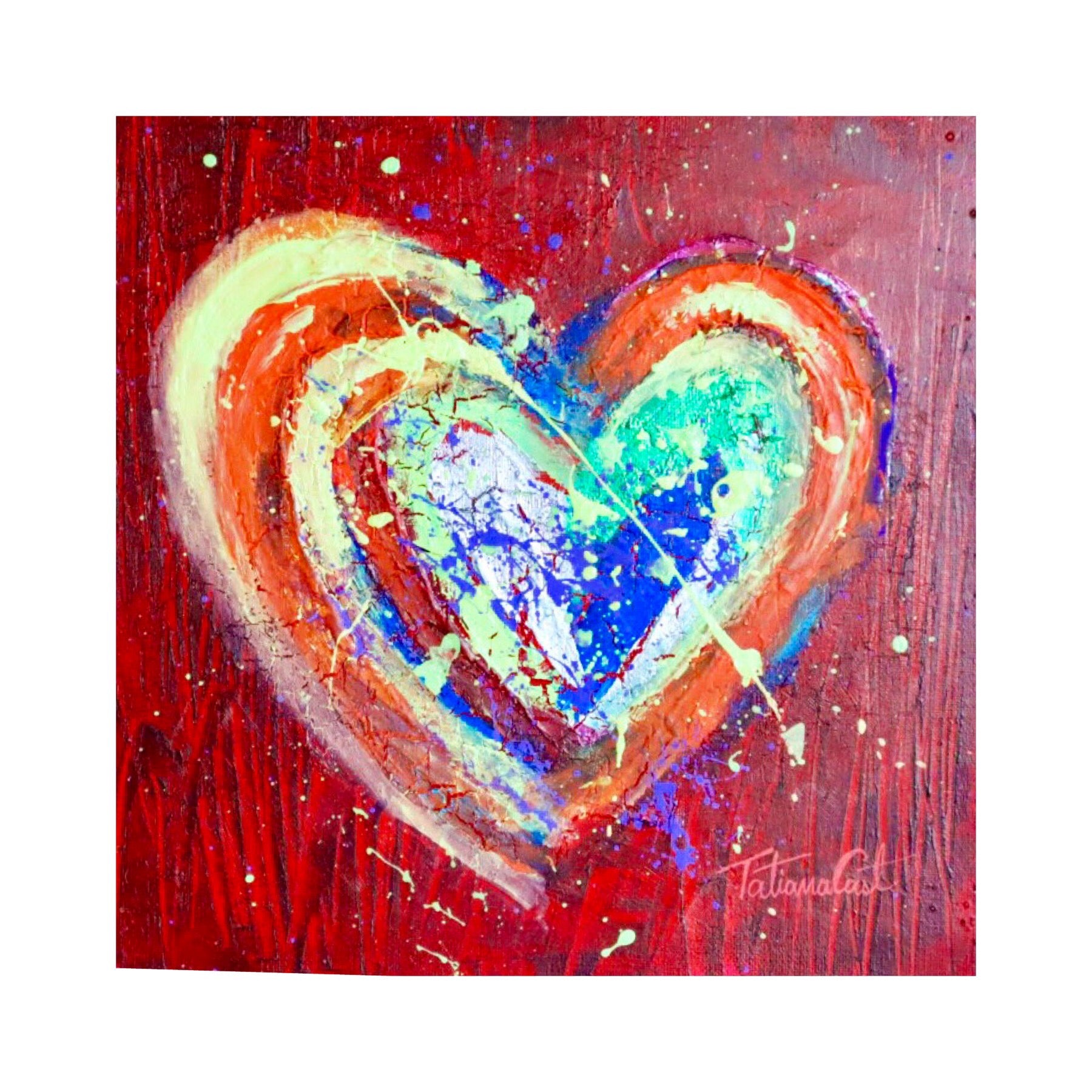 Colorful Heart 4' Original Painting  IntlGalleryOrg 